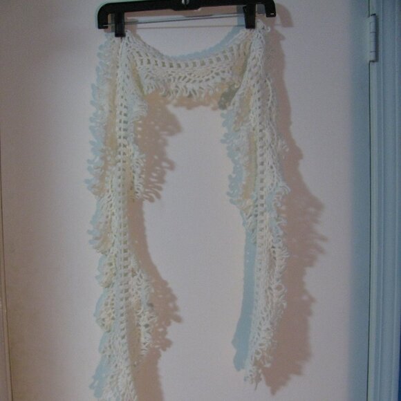 Source Unknown Accessories - ** White Knit Scarf Open Knit 58" Long